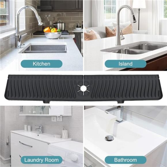Kitchen Sink Splash Guard, 30" Sink Splash Guard, Faucet Mat, Longer Silicone - Picture 7 of 16